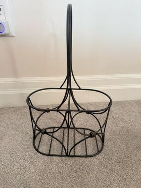 Black Metal Decorative Basket with Handle - Home Accents for wine bottles
